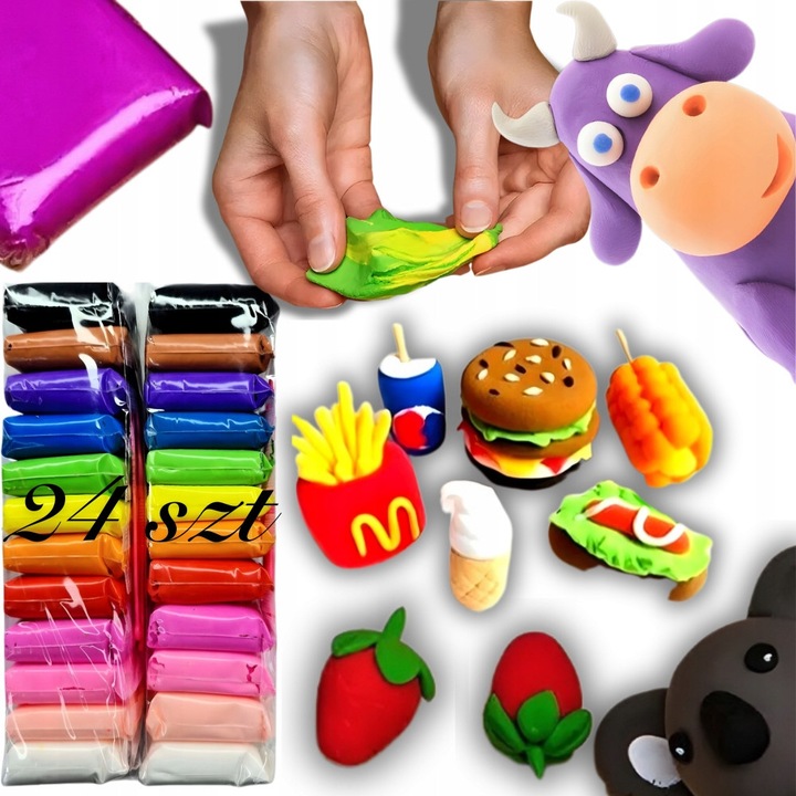 Set plastilină senzorială 24 buc, inny, 12 culori, non-toxic, ușor de modelat
