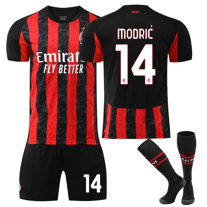 AC Milan hazai csapat mez és zokni, 14-es szám, légáteresztő poliészter anyagból, 2XL méret