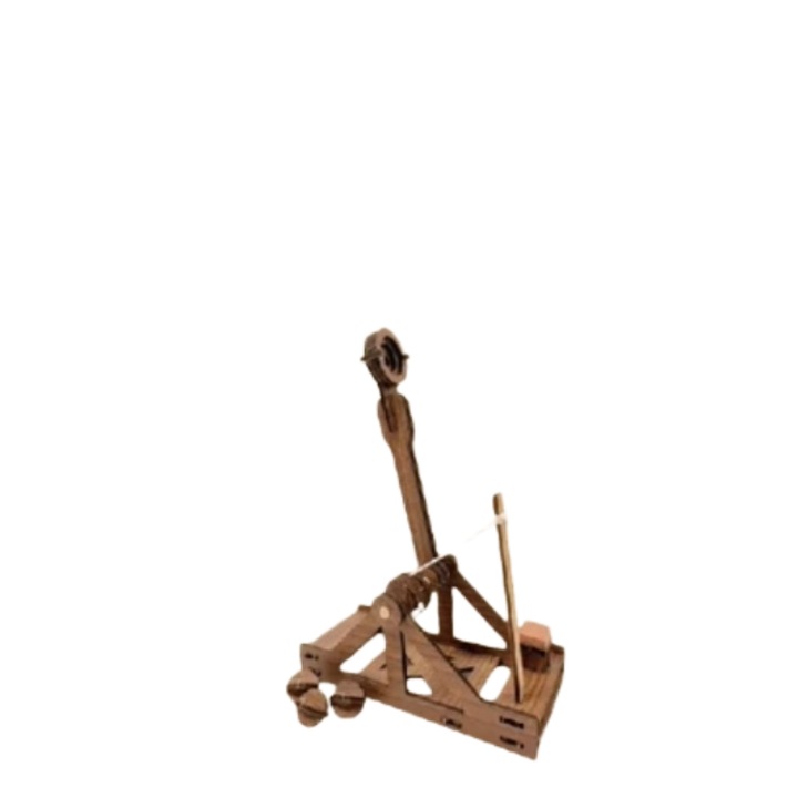 Set catapulta din lemn, Fun Trading, 38 piese, 12 ani, realizare DIY