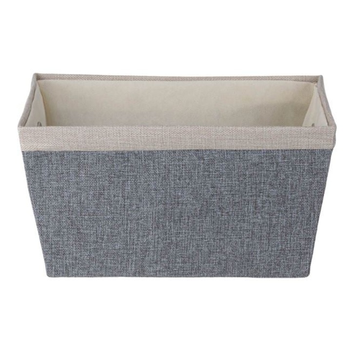 Cos Organizator Textil Mare Gri Bej Cu Manere Metalice 36x26x19cm Pentru Rafturi Si Dulapuri