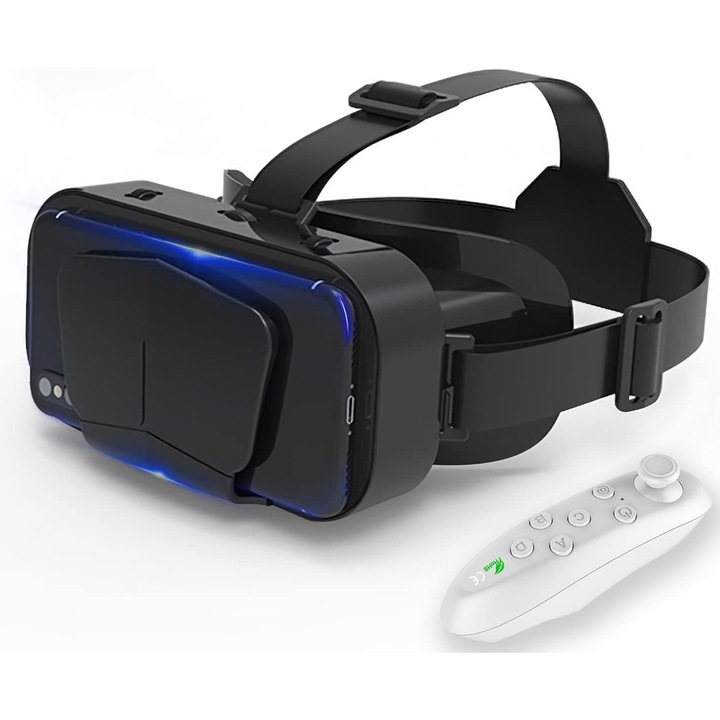 Ochelari 3D VR Realitate Virtuala, Bucura-te de Cele Mai Bune Jocuri si Videoclipuri (cu Controler Bluetooth), Compatibili cu Smartphone de 5 - 7 Inch, Larg Compatibili cu Android/Telefon