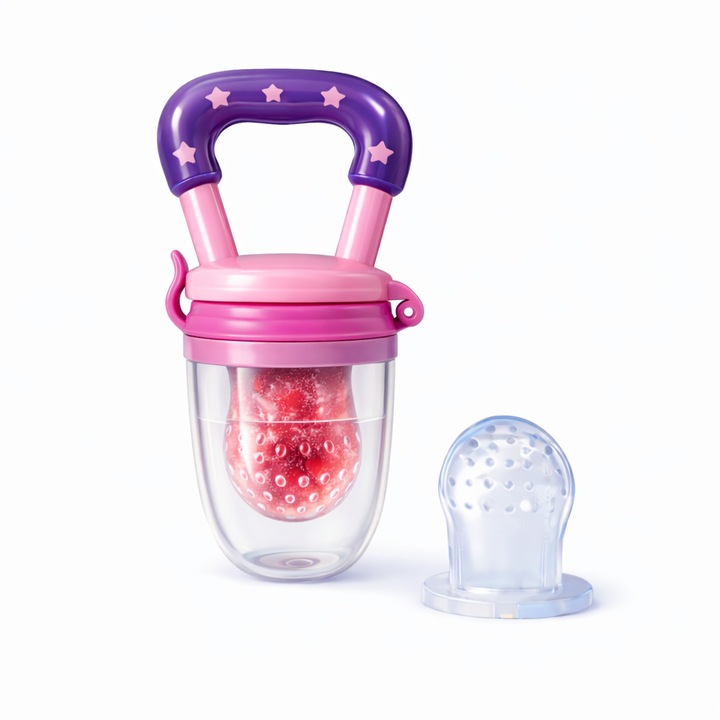 Suzeta pentru fructe si legume cu compartiment, Neo™ BbyBoom®, Silicon, fara BPA, Roz/Mov