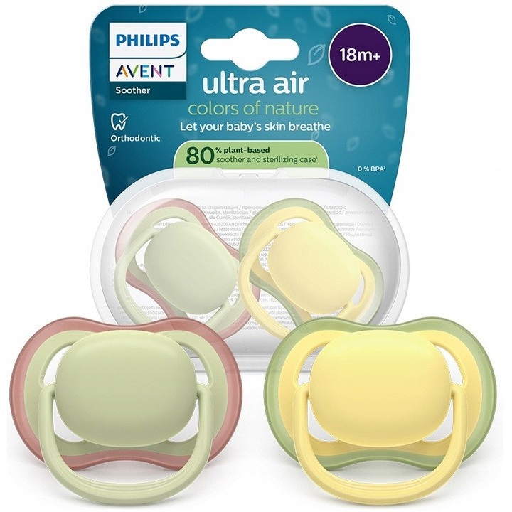 Залъгалка Philips Avent Ultra Air 18M+, ортодонтска, 2 броя, силикон, дишаща
