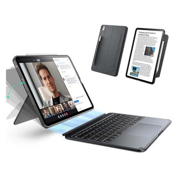 Esr shift billentyűzetes tabletvédő, mágneses, asztali tartó, qwerty, angol nyelvű, ceruza tartó, sötétszürke, kompatibilis: Apple IPAD 11, 2025, / IPAD 10.9, 2022