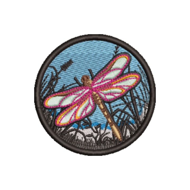 Petic brodat Libelula Colorata, 70mm, aplicabil pe textile