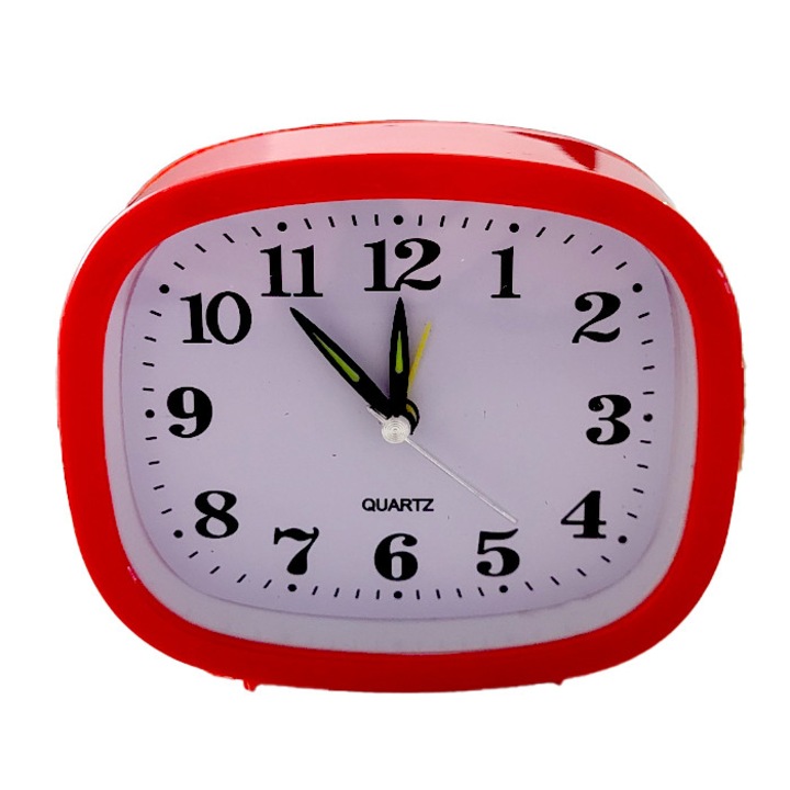 Ceas de masa AndrexNET L32, functie alarma, alimentare 1 x baterie AA inclusa, 12.5x10.5 cm, rosu