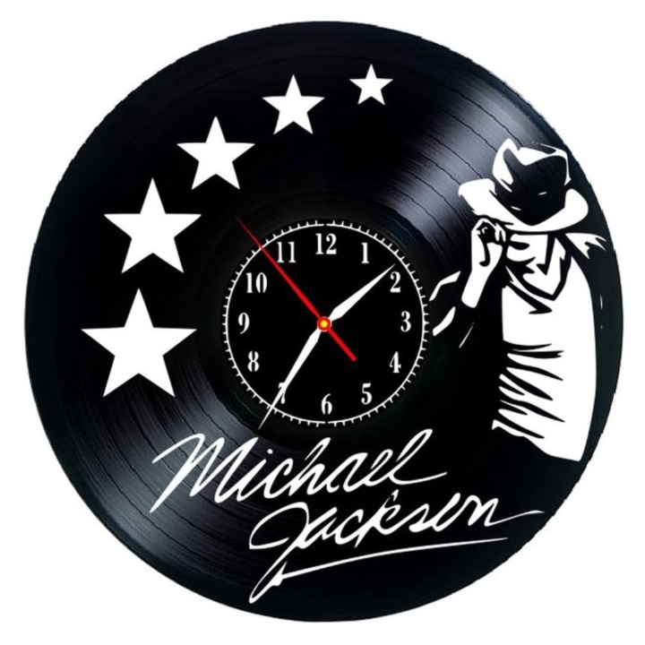 Michael Jackson dekoratív falióra, fekete, 30 cm, bakelit lemez