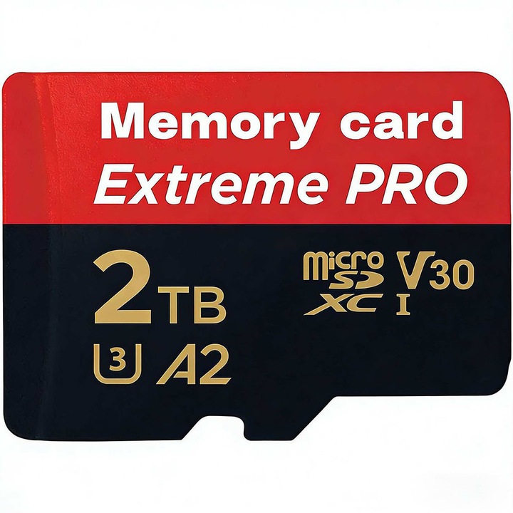Card de memorie microSDXC 2TB cu adaptor, 100MB/s, U3, A2