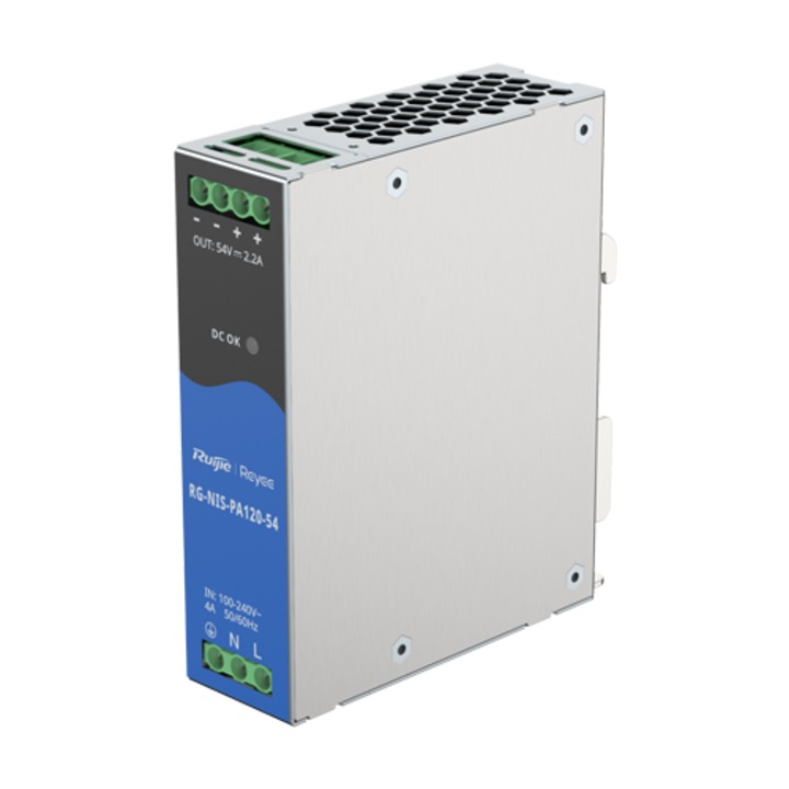Kapcsolóüzemű tápegység, 54V/2.2A, 120W, DIN-sínhez - Ruijie Reyee RG-NIS-PA120-54