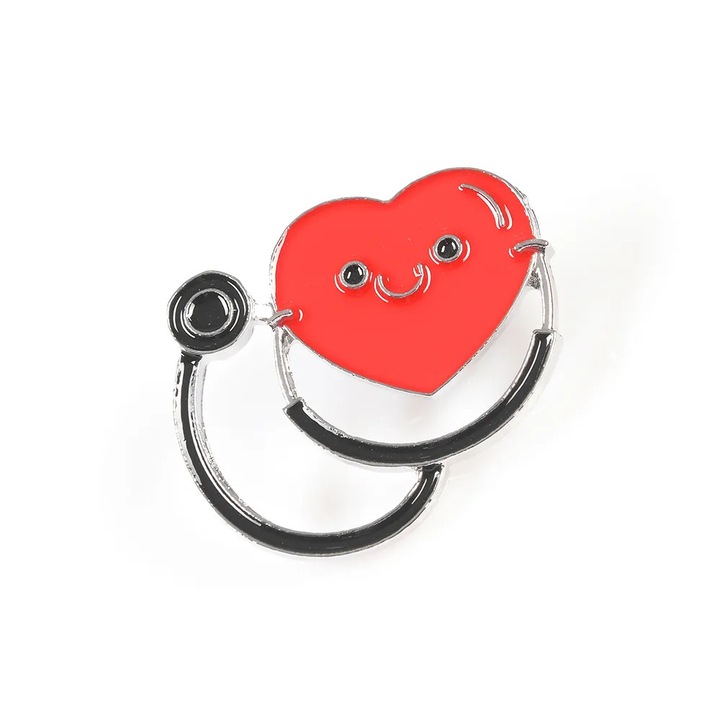 Brosa martisor stetoscop si inima