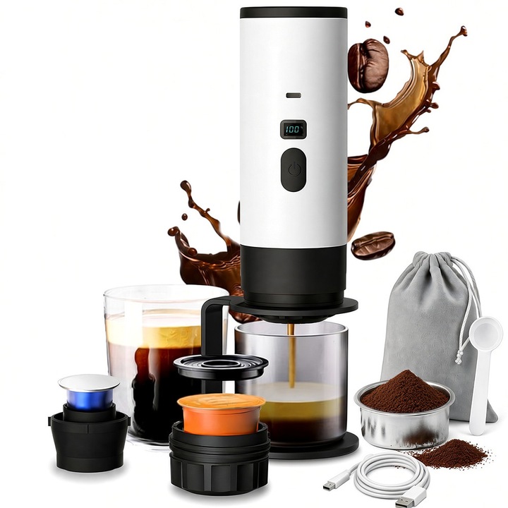 Espressor manual Zass ZEM 07, 800 W, 3.5bari, 240ml, Indicator temperatura apa Alb