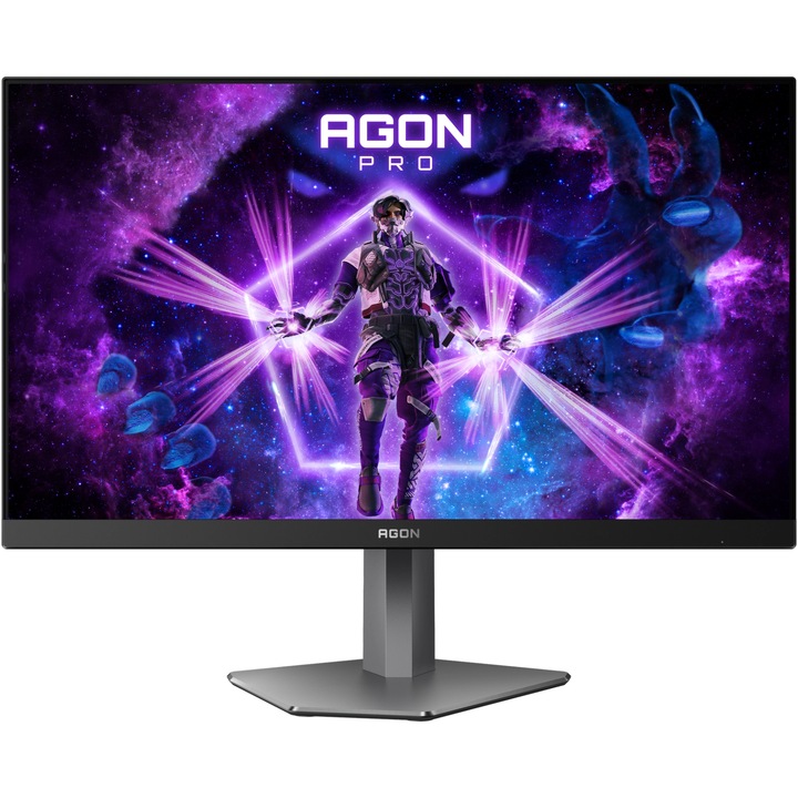 Monitor Gaming AOC AG246FK6, 24.1", Full HD (1920x1080), Ultra-Fast TN eSports, 610Hz (OC, 600Hz native), 0.5ms, Adaptive Sync, NVIDIA G-SYNC Compatible, VESA Certified DisplayHDR™ 400, FlickerFree, Low Blue Mode, HDMI, DisplayPort, USB, Pivot, Negru/Gri