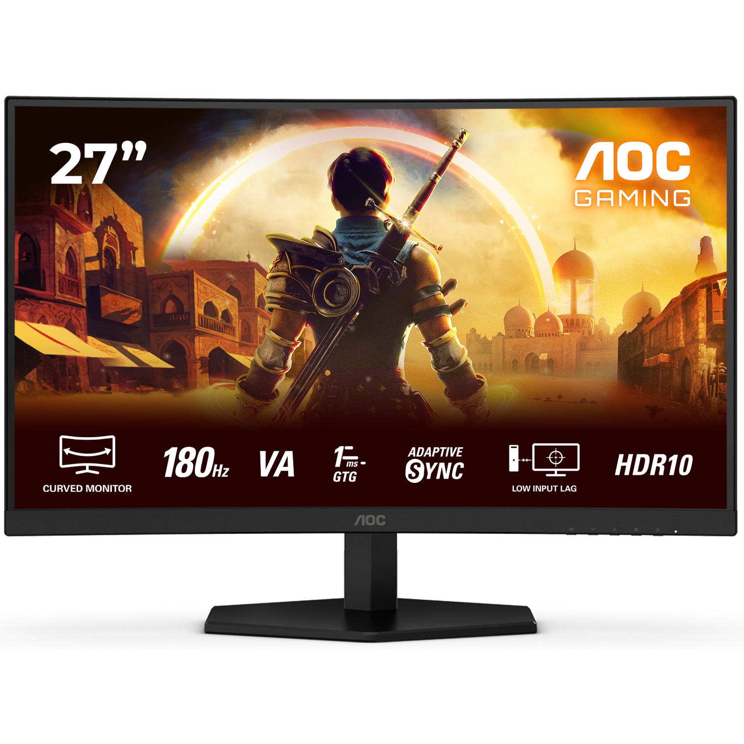 Monitor Gaming AOC C27G42E, Curbat 1500R, 27", Full HD (1920x1080), Fast VA, WLED, 180Hz, 0.5ms MPRT, 1ms GtG, Adaptive Sync, HDR 10, Flicker Free, Low Blue Light, Difuzoare 2x2W,