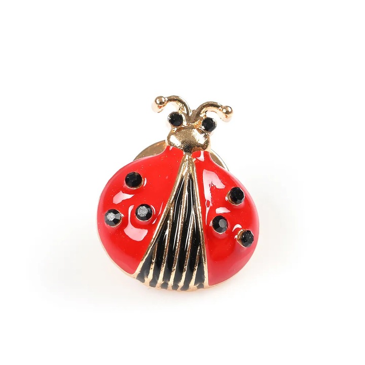 Brosa martisor in forma de buburuza cu detalii aurii