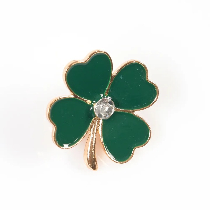 Brosa martisor trifoi norocos cu accente aurii