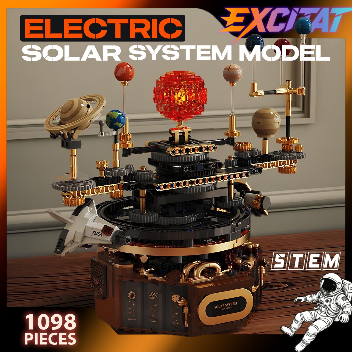 Set de Constructie Sistem Solar Motorizat, Excitat®, 1098 Piese