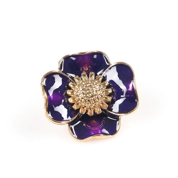 Brosa martisor floare mov cu detalii aurii
