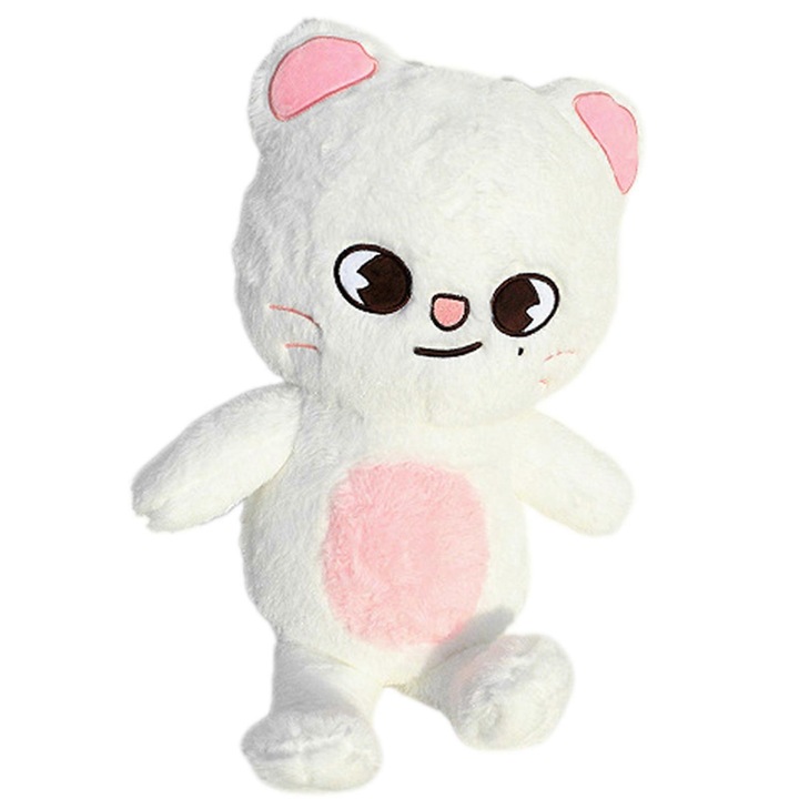 Papusa de plus, pisica alba, 50cm