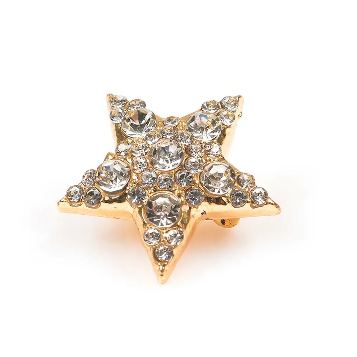 Brosa martisor stea aurie cu pietre acrilice