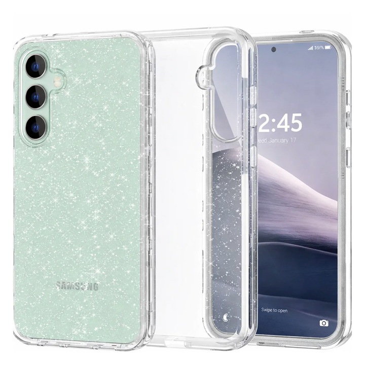 Dazzle TPU tok Samsung Galaxy S26-hoz, csillogó design, könnyű lökhárító, ütésálló, sárgulásgátló technológia, átlátszó