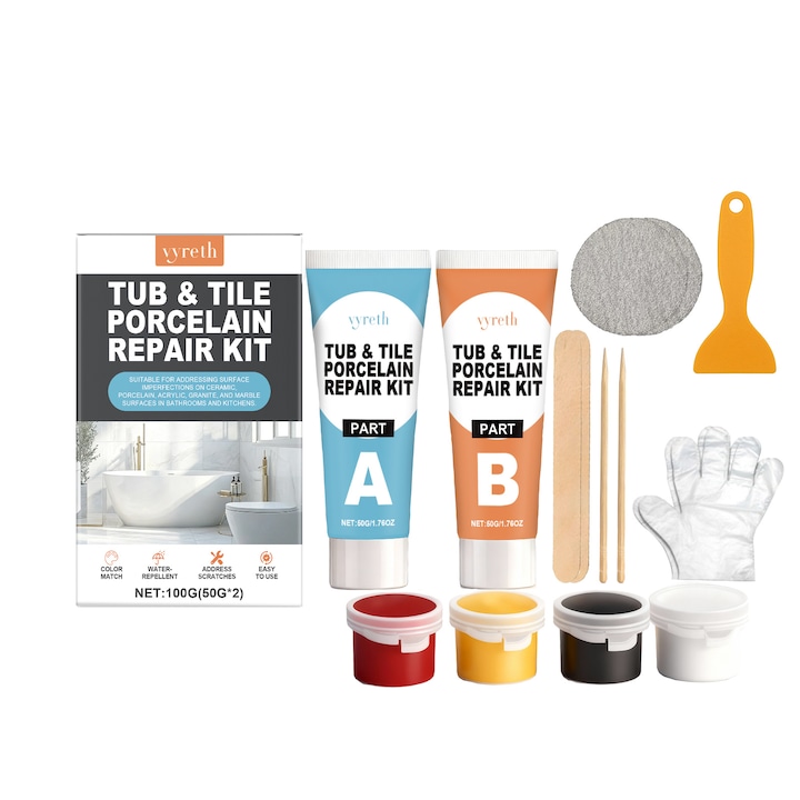 Kit de reparare portelan, multi-scop, adeziv impermeabil, pentru faianta, ceramica