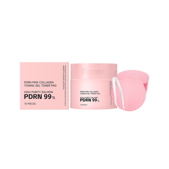 Sminklemosó kendő PDRN-nel és kollagénnel, 70 darab, hidratálás és hámlasztás, higiénikus csomagolás