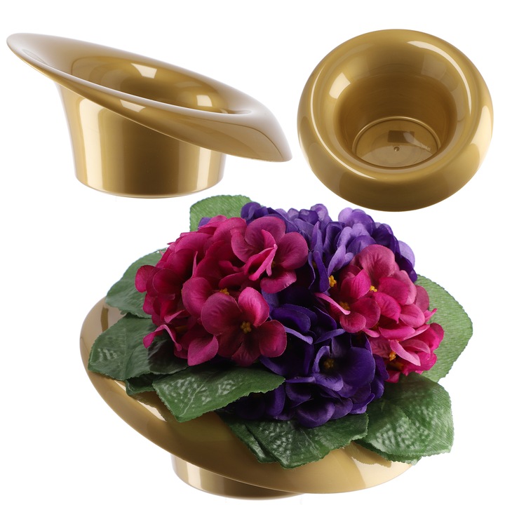 Ghiveci Ikebana KADAX, aur, 9 cm, set