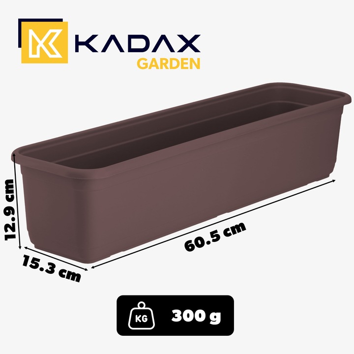 Ghiveci balcon KADAX Evron 60cm, teracota/antracit, rezistent la intemperii, usor