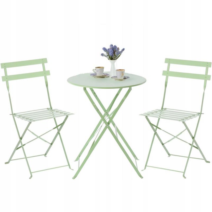 Сгъваем градински комплект мебели - с маса и метални столове