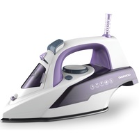 Fier de calcat Daewoo DSI3000P, 3000 W, talpa ceramica, jet abur puternic 25 g/minut, abur vertical, auto curatare, anti picurare, anti calcar, capacitate rezervor 300 ml, alb/mov