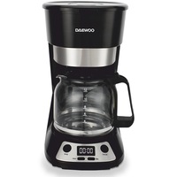 Cafetiera Daewoo DCM90BX, 900 W, capacitate 1.5 litri, display LCD, filtru permanent, anti-picurare, timer, functie pornire automata, mentinere cald 40 min, negru/inox