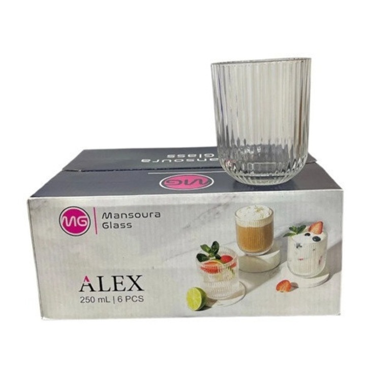 Set 6 pahare sticla, 250 ml, Mansoura Alex