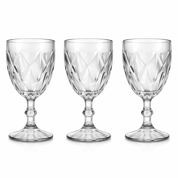 Set 3 pahare sticla cu picior, 350ml