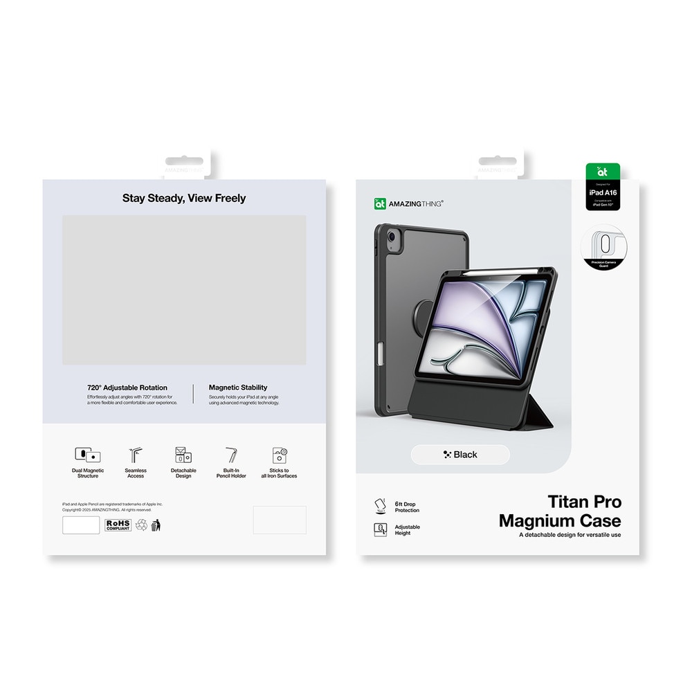 Husa AmazingThing Titan Pro Mag compatibila cu iPad 10.9 inch 2022 / 11 inch 2025, Negru