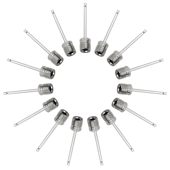 Set 15 ace de umflare pentru mingi, inox, 38mm, 7.5mm
