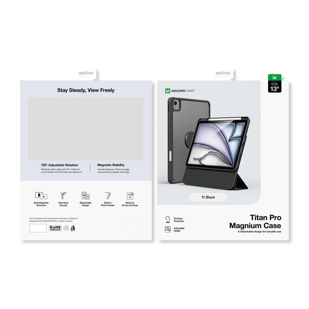 Husa AmazingThing Titan Pro Mag compatibila cu iPad Air 13 inch M3 2025/M2 2024, Negru