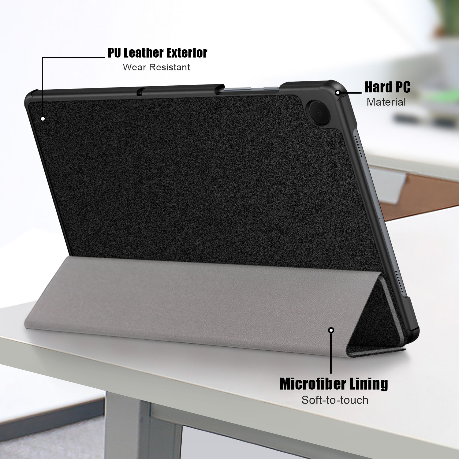 Husa de protectie trifold pentru Samsung Galaxy Tab A11 Plus / A9 Plus 11”, functie Auto Sleep/Wake, usoara, Ochi mari