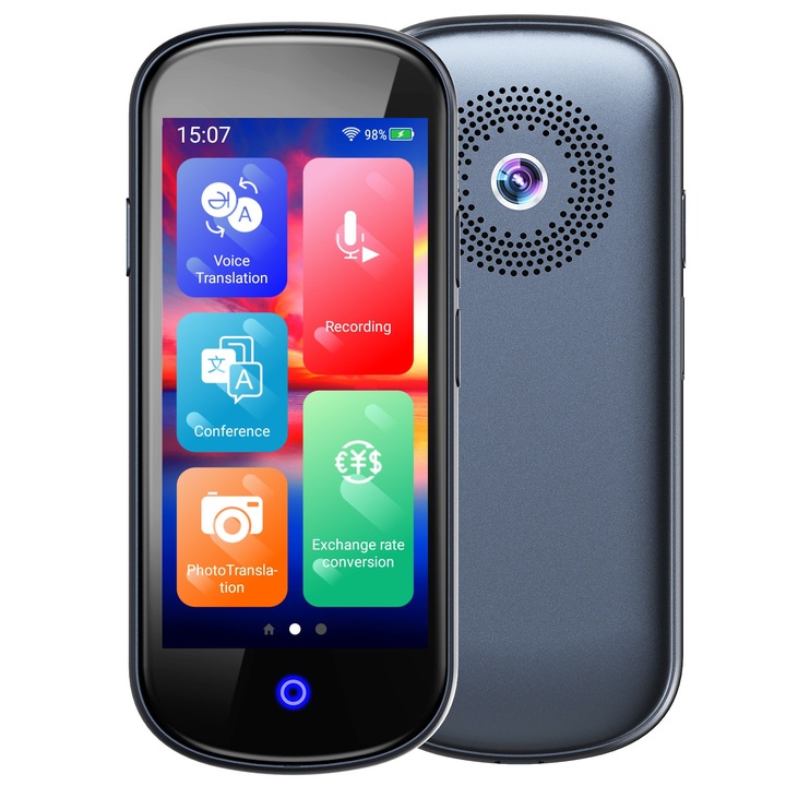 Traducator inteligent, WIFI, suporta 137 de limbi, 1+8GB, 5MP, ecran HD de 4 inci, traducere online/offline, traducere foto, 2000mAh, portabil, negru