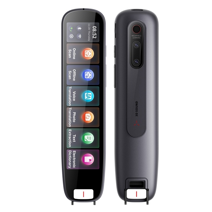 Traducator inteligent, WIFI, suporta 142 de limbi, ecran HD de 4, 56 inci, traducere online/offline, traducere foto si scanare, baterie de 820 mAh, portabil, negru