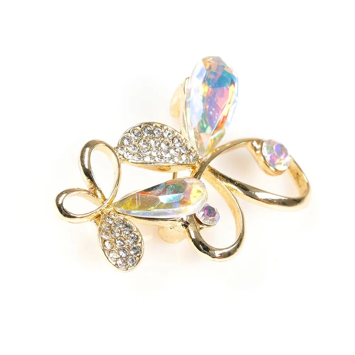 Brosa martisor fluturi cu pietre irizate