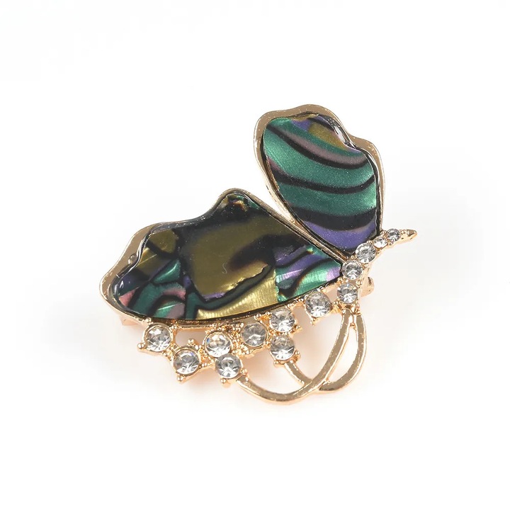 Brosa martisor fluture multicolor cu accente aurii