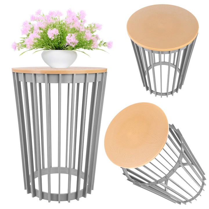 Suport pentru flori KADAX, 39,5cm/53,5cm, alb/negru/platinat, din plastic rezistent, set disponibil