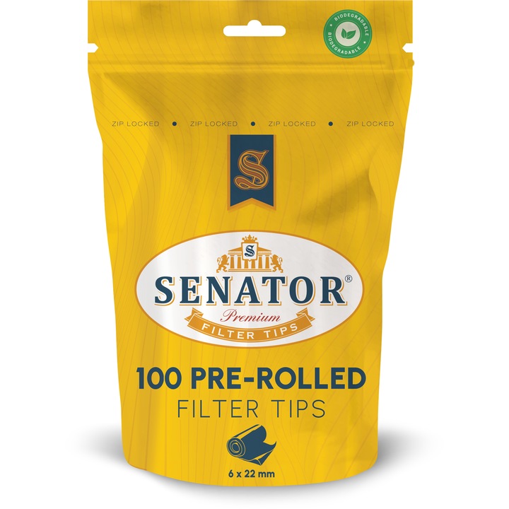 Filtre rulat Senator - 6 mm Slim Long PRE-ROLLED (100)