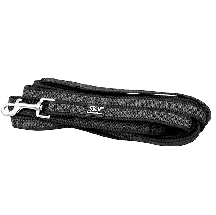 Lesa dresaj long line SK9 Light negru, 5 m, 20 mm, antiderapanta, carabina inox