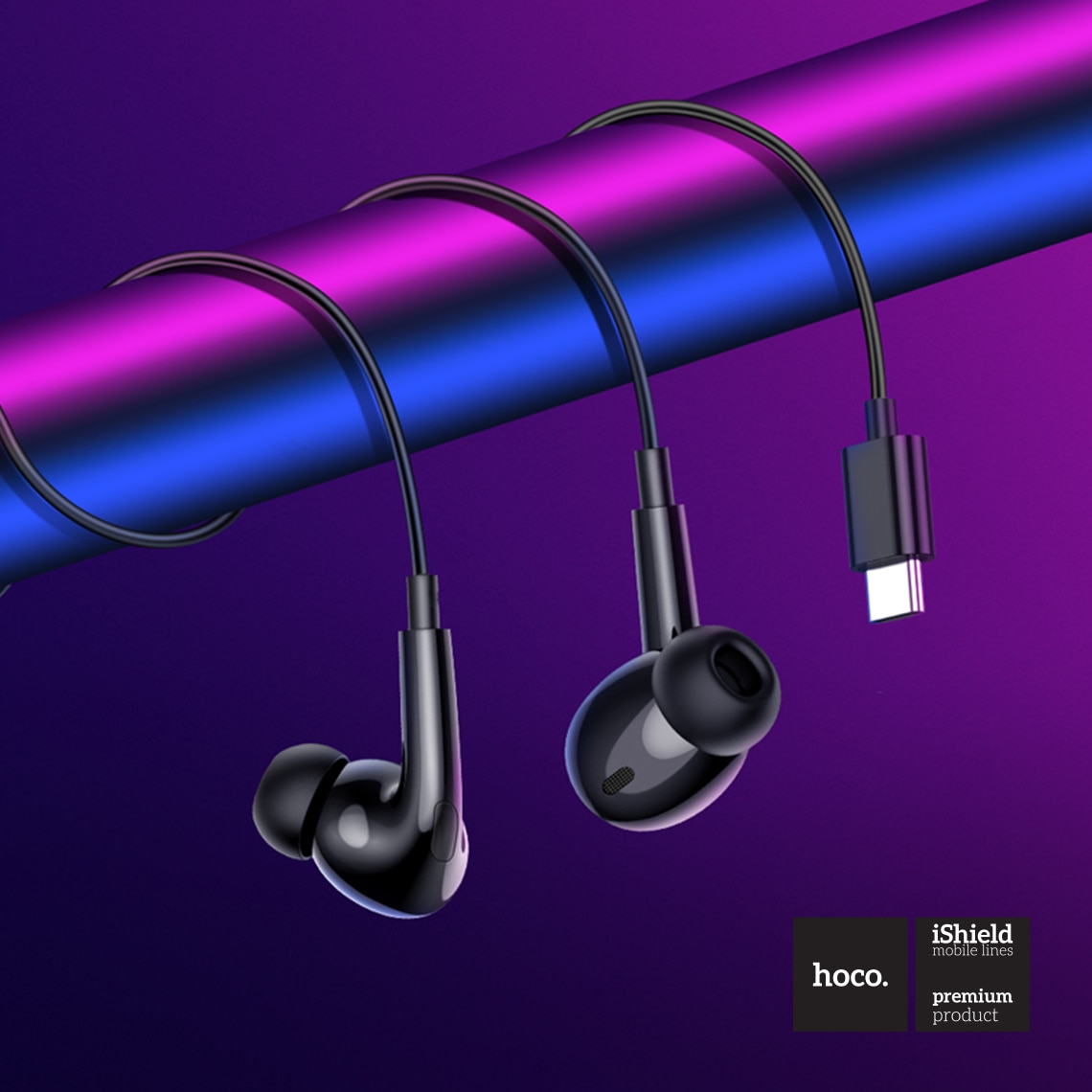 Casti In-Ear cu fir USB-C, compatibile Huawei, Xiaomi, OnePlus, Samsung si iPhone/iPad USB-C, microfon si control pe fir, sunet stereo, 1.2m, Negre (M101 Pro)