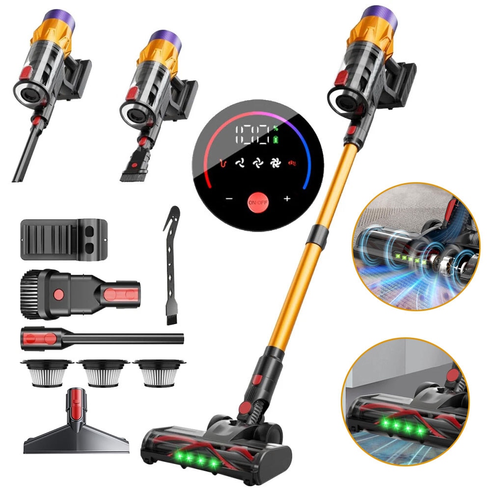 Aspirator Reincarcabil Fara Fir Cu Incarcare Pe Perete, 35 Kpa 550 W 40 De Minute Pentru Casa, Aspirator De Mana Anti-Incurcare, Afisaj LED, Autoportant Pentru Par De Animale/Covor/Podea