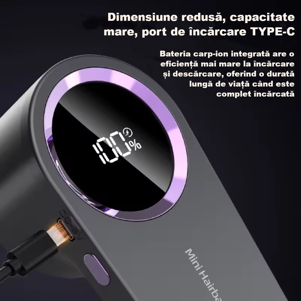 Aparat electric curățat scame MADGENIX, display digital, lamă 6 tăișuri, gri închis, 148x70mm