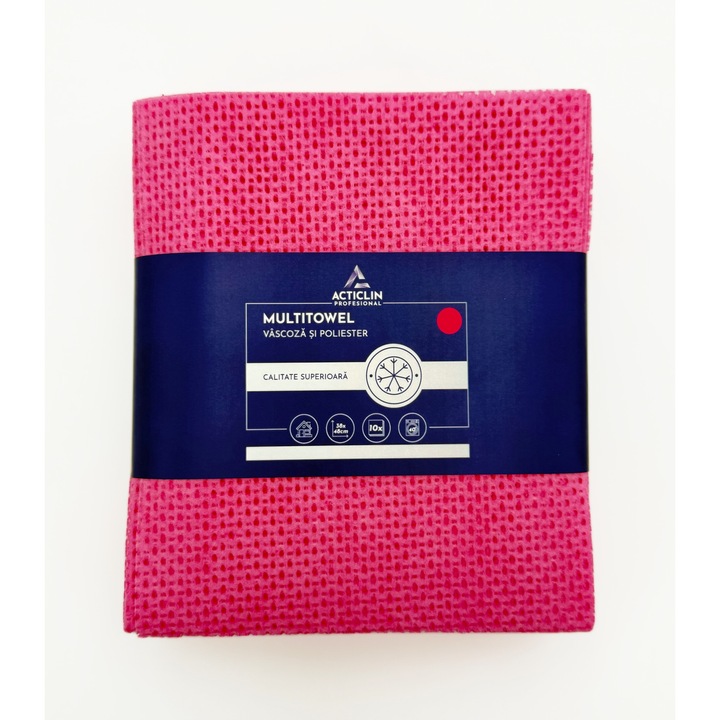 Lavete profesionale Acticlin Multitowel – pentru frecare intensa, gratare si cuptoare, 10 buc, Roz