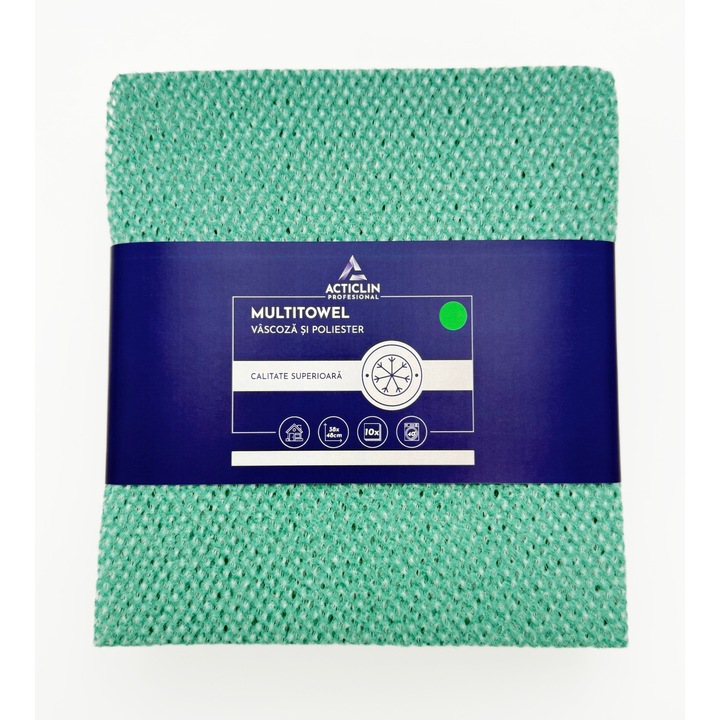 Lavete profesionale Acticlin Multitowel – pentru frecare intensa, gratare si cuptoare, 10 buc, Verde