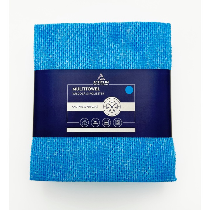 Lavete profesionale Acticlin Multitowel – pentru frecare intensa, gratare si cuptoare, 10 buc, Albastru